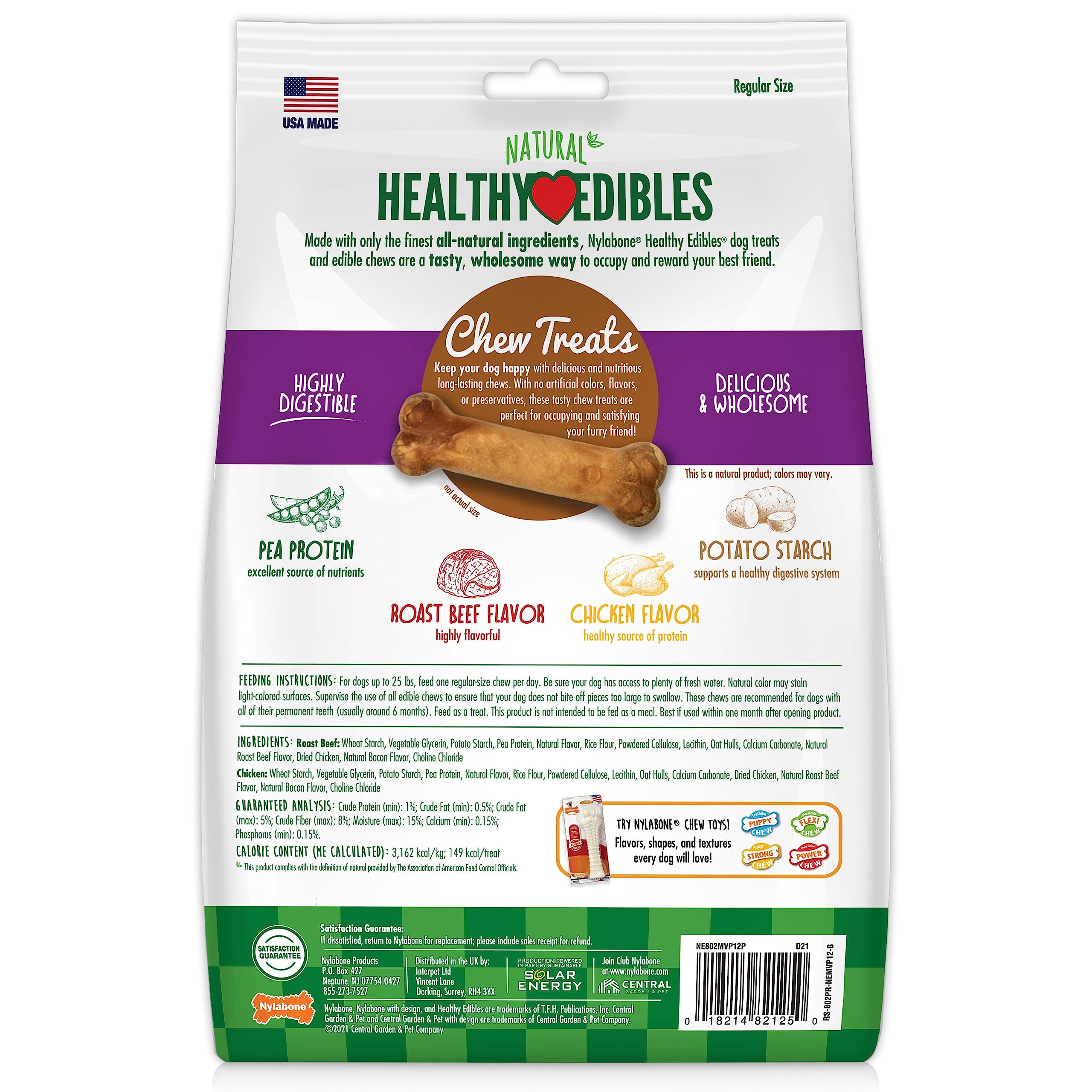Nylabone Healthy Edibles dog training chew closeup illustrating reward-based training potential.