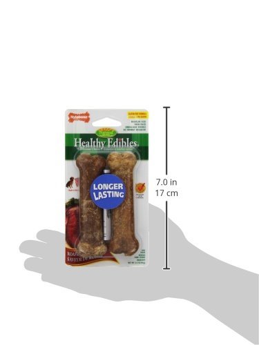 Nylabone Healthy Edibles roast beef treat bones close-up showing savory flavor for enjoyable chewing.