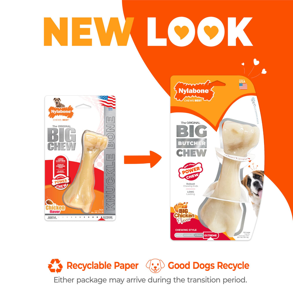 Nylabone hueso con sabor a pollo para masticar prolongadamente.