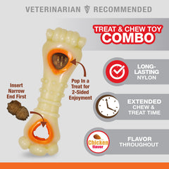 Nylabone Knuckle Bone Pop-In: juguete duradero para perros medianos con sabor a pollo.