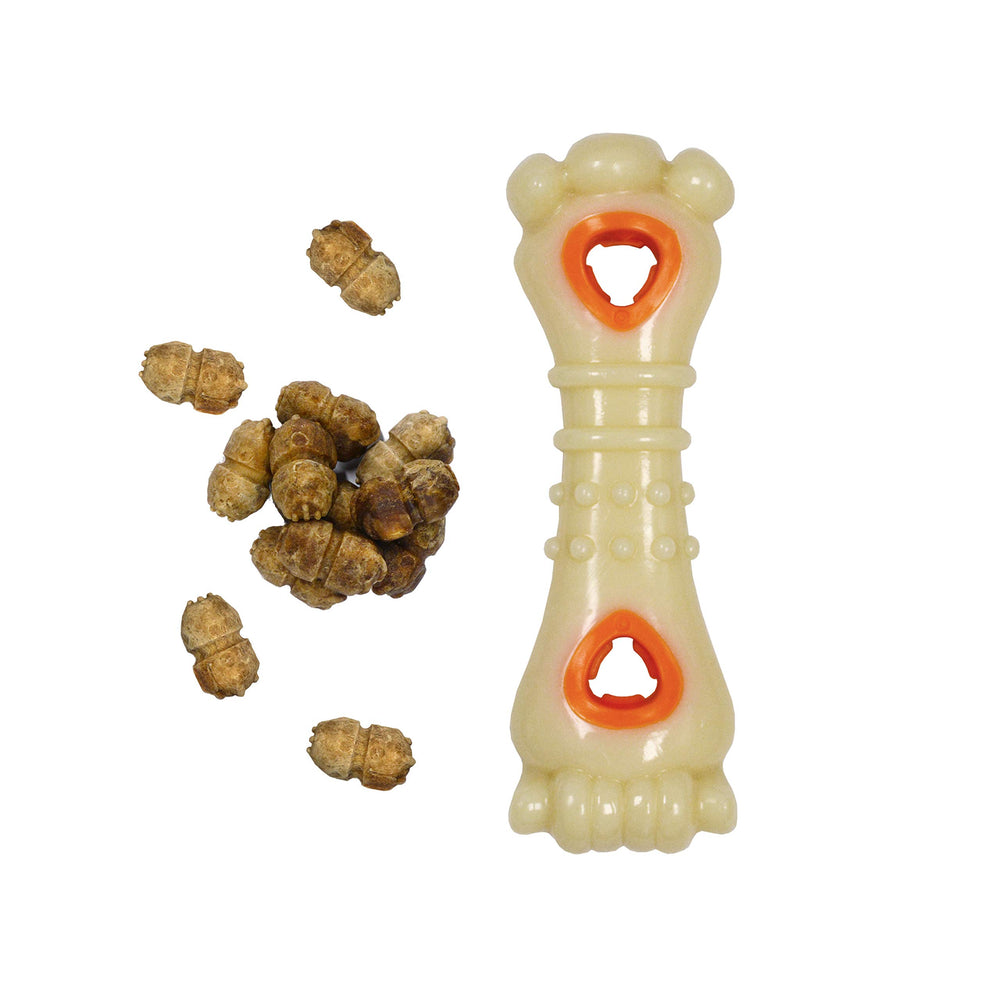 Nylabone Knuckle Bone Pop-In: juguete interactivo para juego guiado.