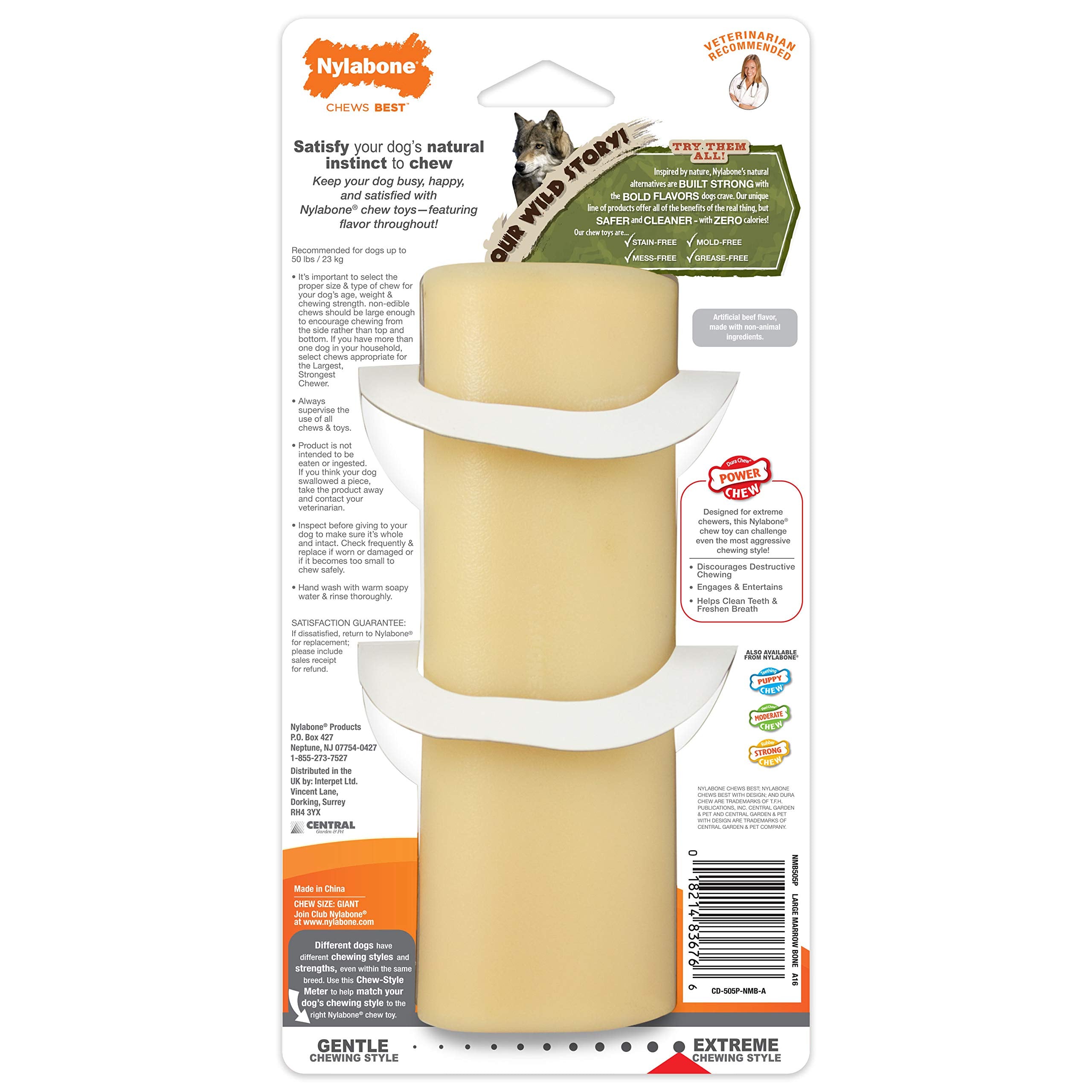 Nylabone Marrow Bone Alternative satisfying gnawing for boredom relief