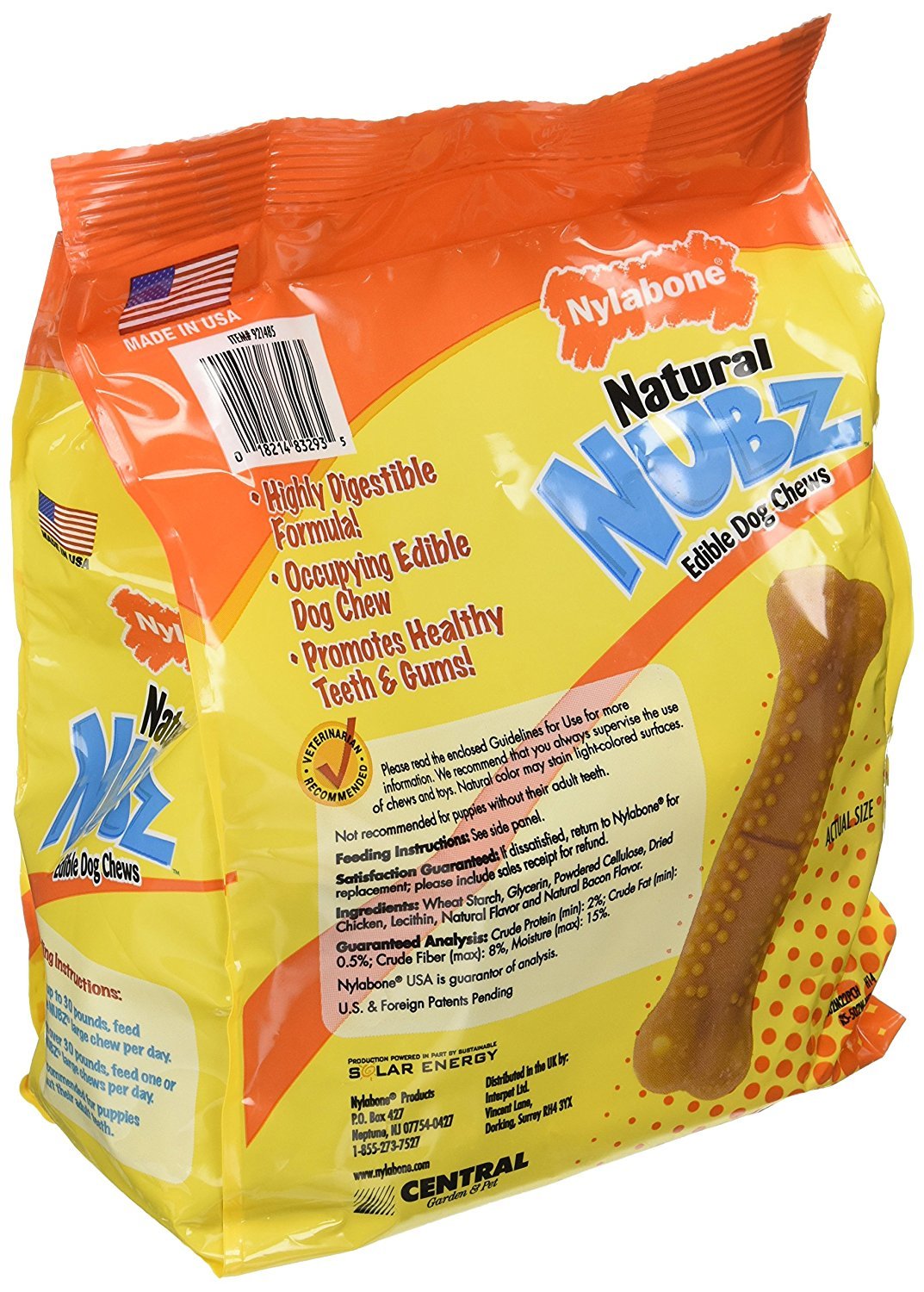 Nylabone Natural Nubz chews close-up texture and ridges designed to engage dogs during chewing.