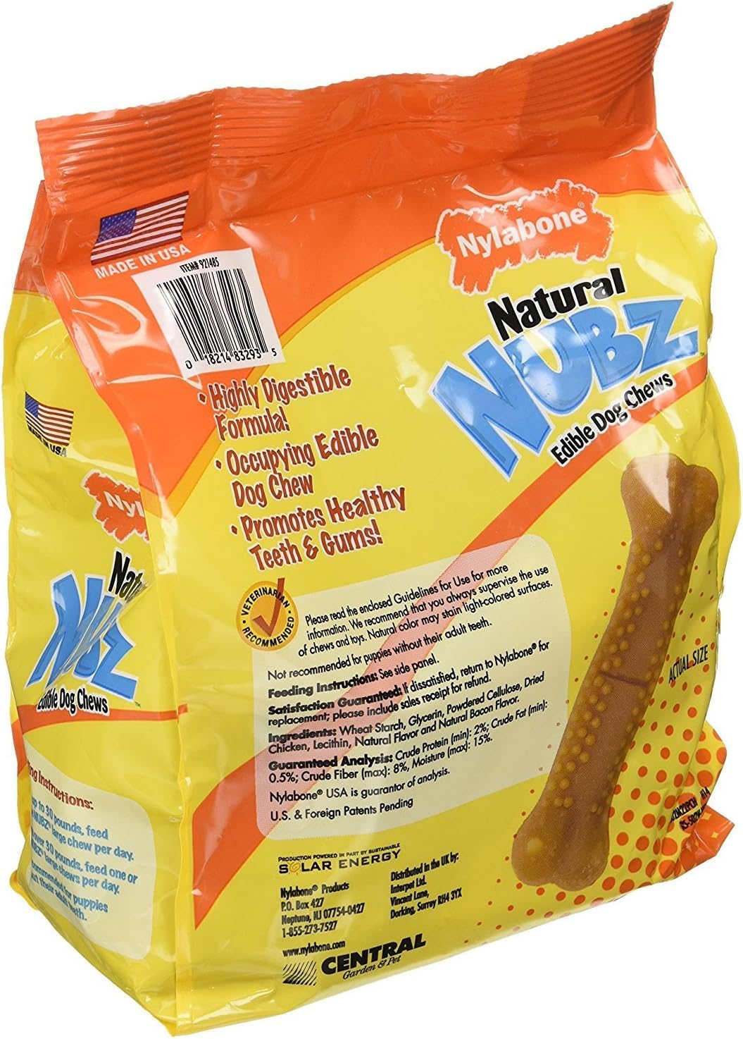 Nylabone Natural Nubz edible dog chews close-up for satisfying chewing and natural flavor.