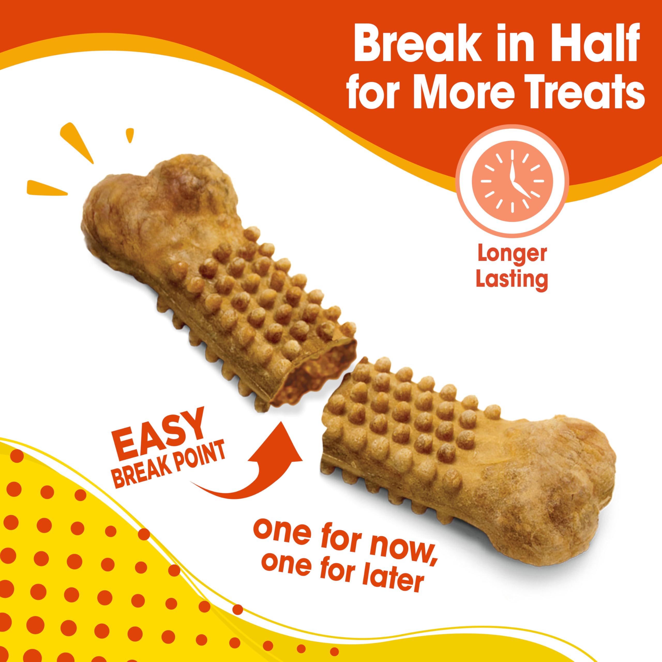Nylabone Nubz chicken-flavor chews demonstrate long-lasting chewing for dental wellness.