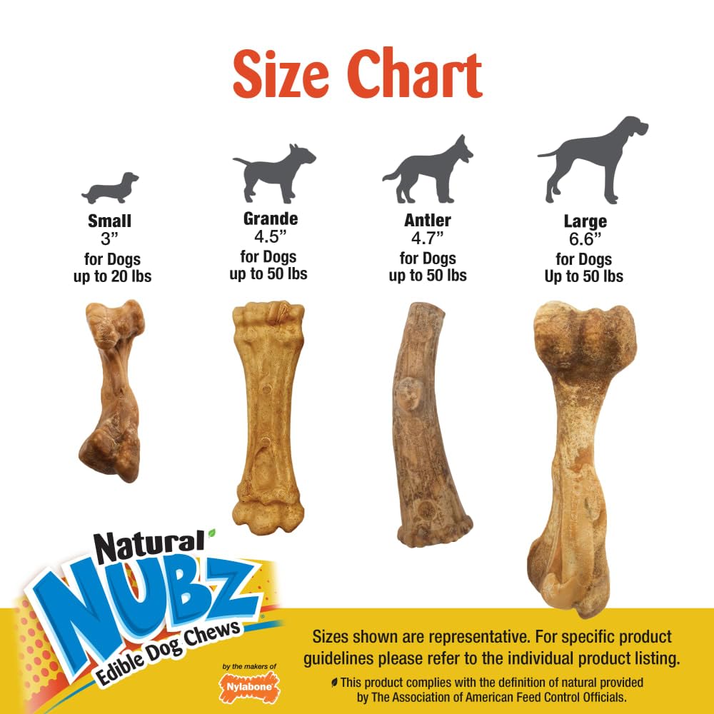 Nylabone Nubz Edibles Antler resealable bag for easy storage