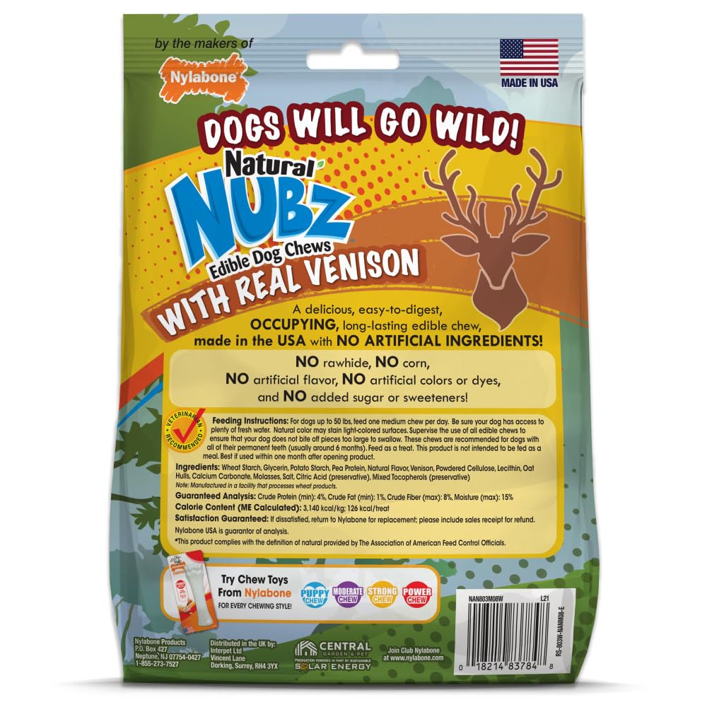 Nylabone Nubz Edibles Antler venison flavor closeup highlighting appealing aroma