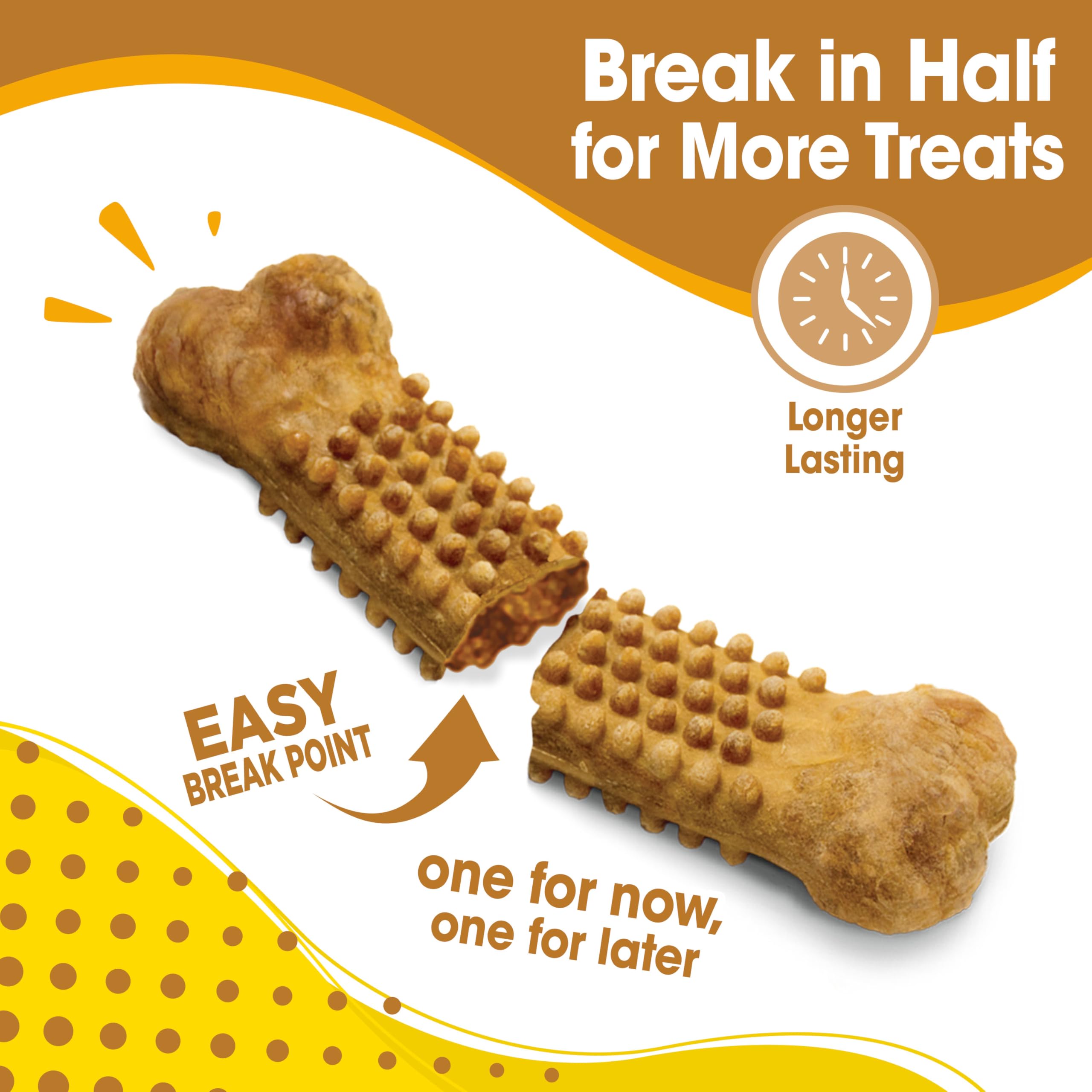 Nylabone Nubz texture shown scrapes plaque while satisfying chewer instinct.