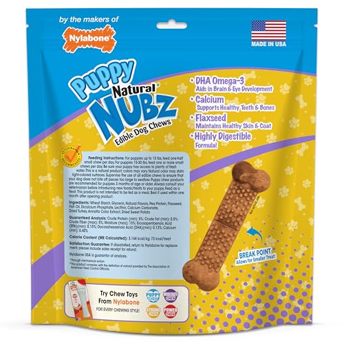 Nylabone Nubz puppy-chew session image shows redirecting chewing toward positive habits.