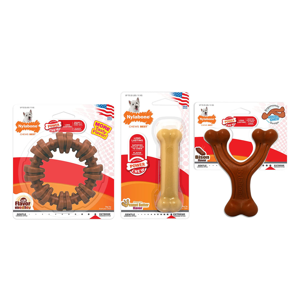 Nylabone Power Chew dog-boredom-toy captures how engaging these toys reduce idle chewing.