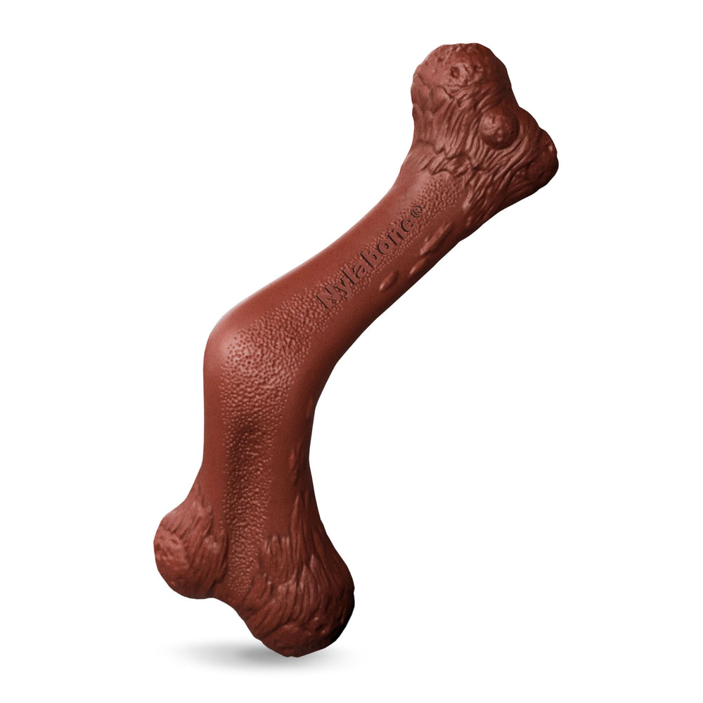 Nylabone Power Chew Elk Bone Alternative venison flavor close-up showing a durable elk-bone-inspired design.