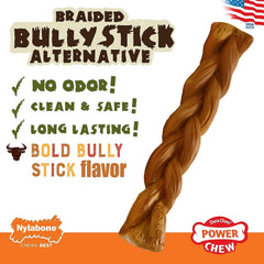 Nylabone Power Chew Braided Bully Stick Alternative giant-dog-toy in action
