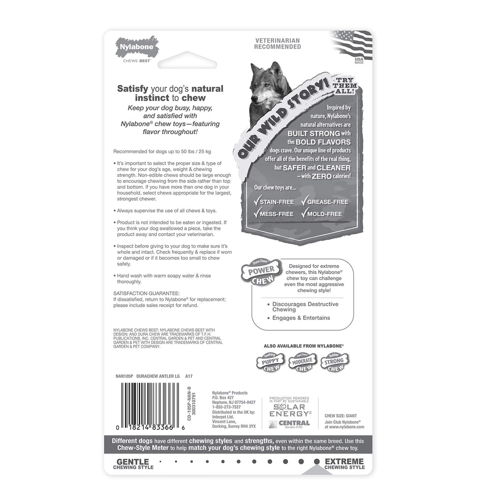 Nylabone Power Chew large size, designed for dogs up to 50 pounds.