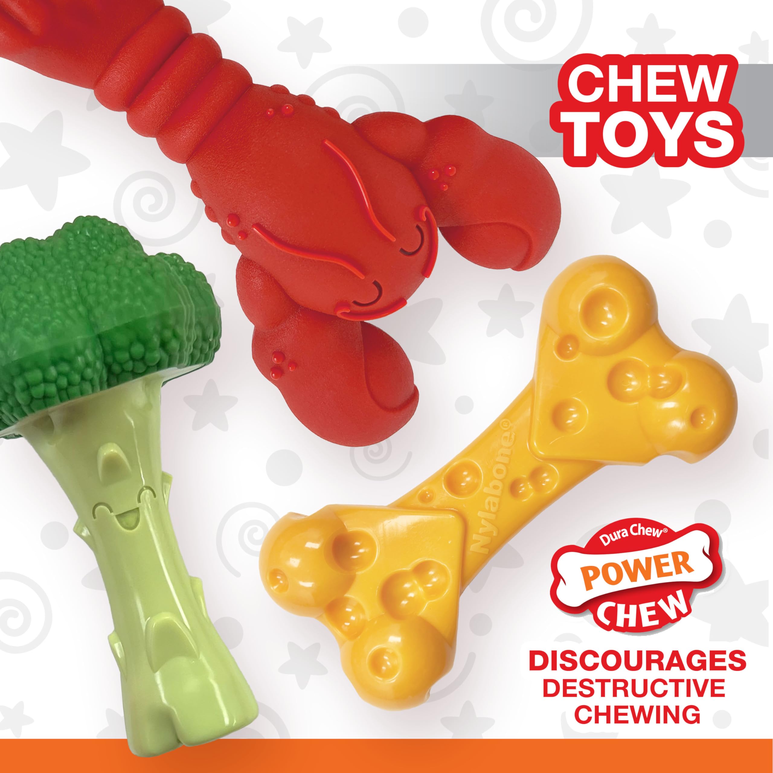 Nylabone Power Chew Toy Bundle lobster chew offers long-lasting chewing fun.