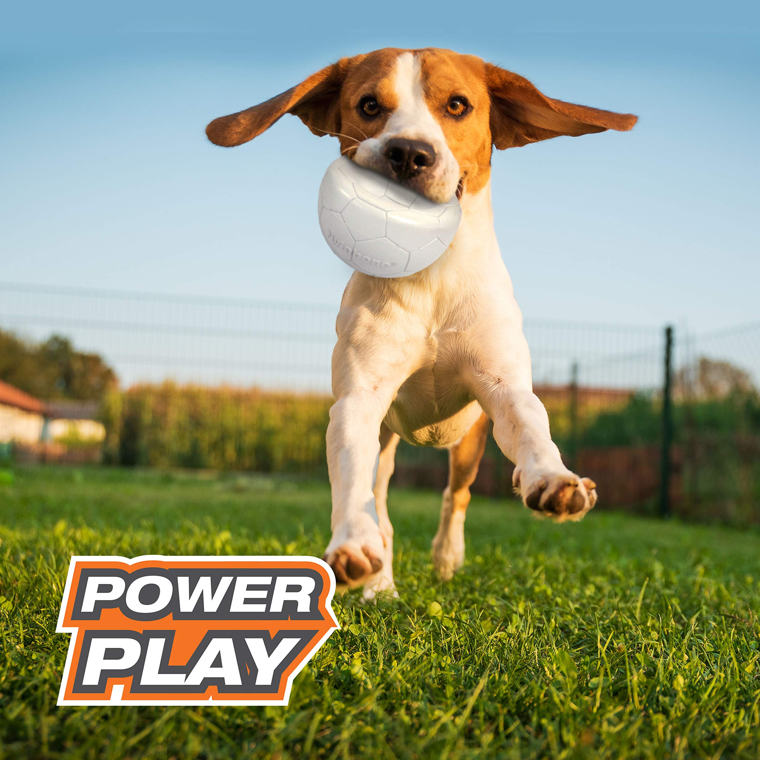 Nylabone Power Play Gripz Soccer Ball felt cover adds tactile appeal.