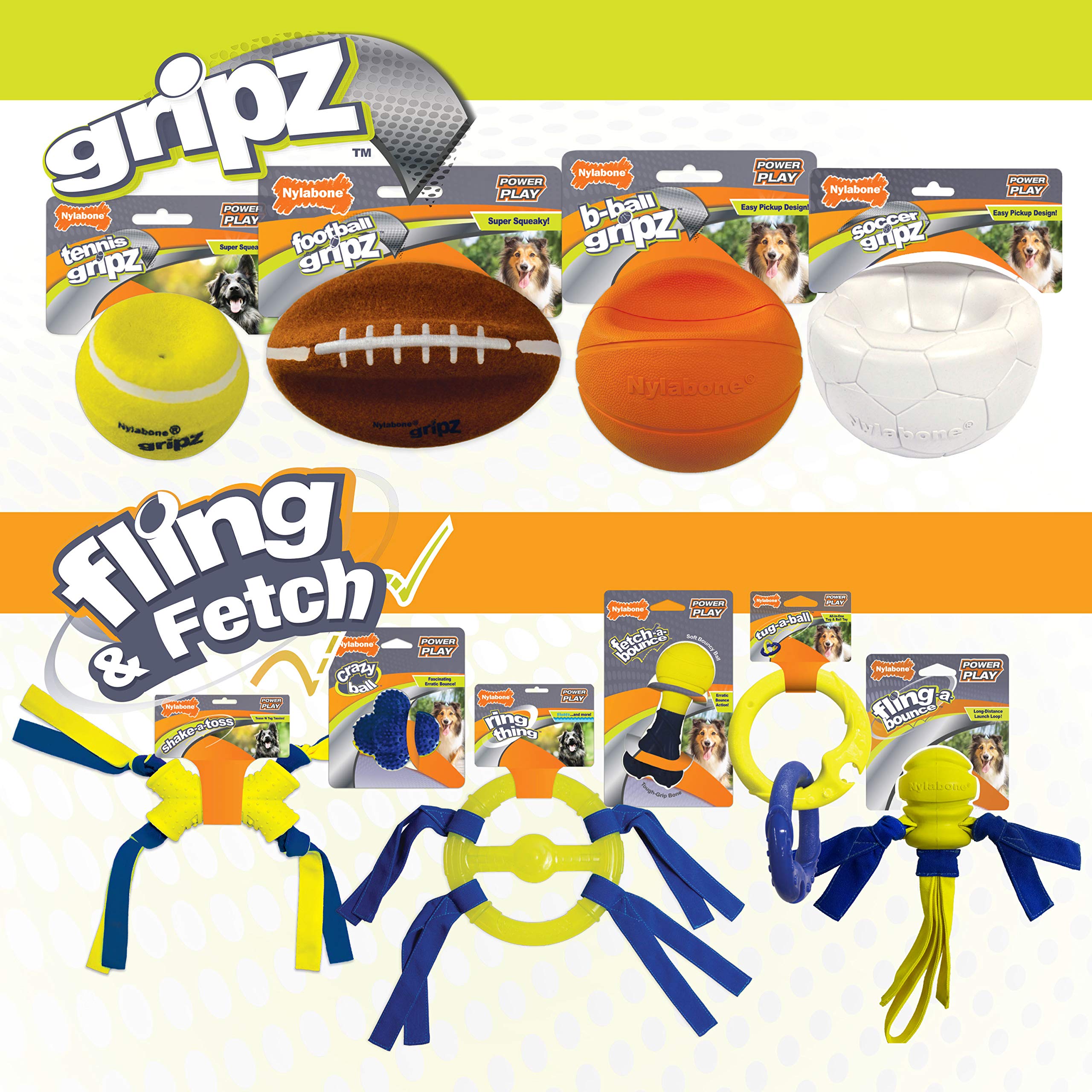Nylabone Power Play Gripz Soccer Ball grip-texture enhances hold during fetch.