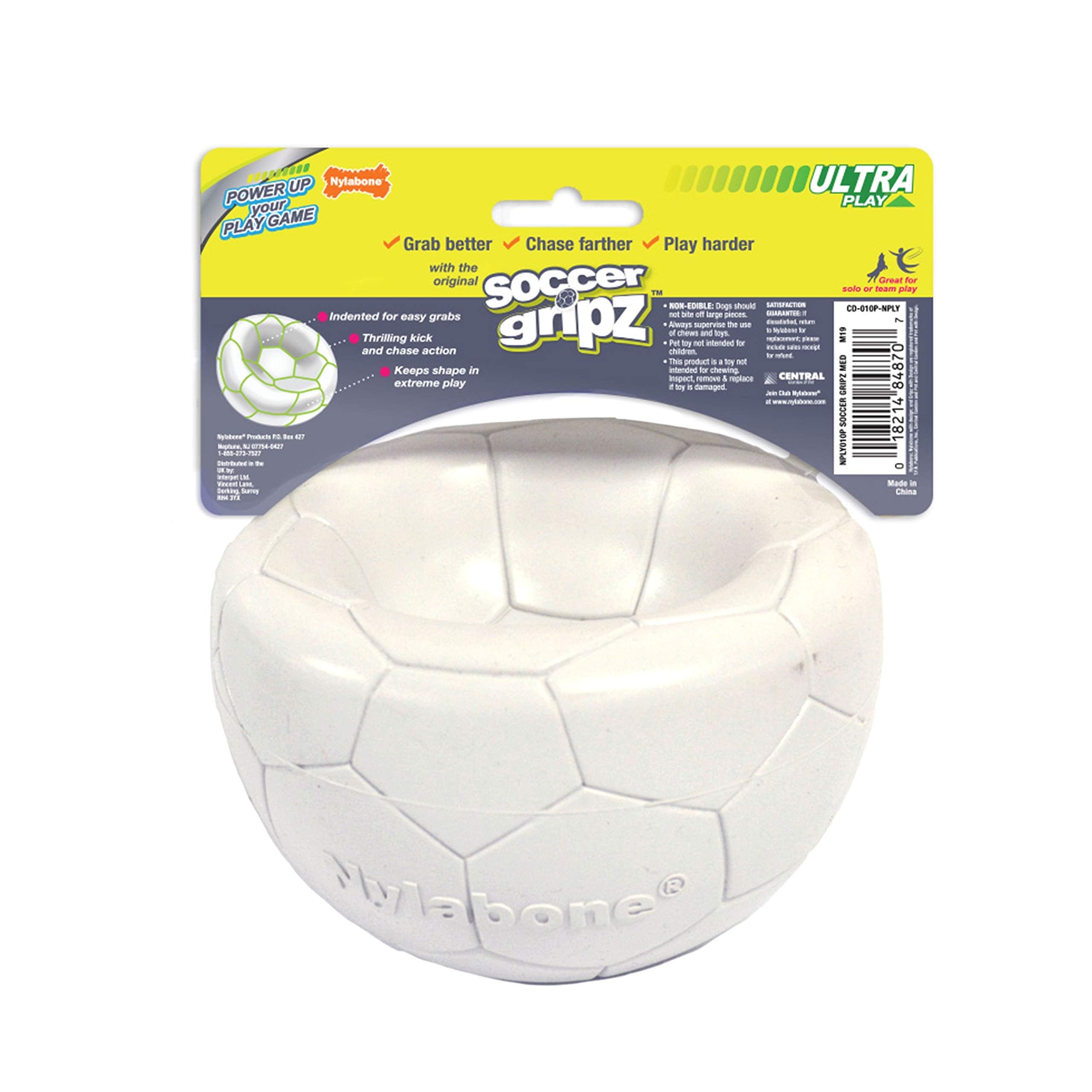 Nylabone Power Play Gripz Soccer Ball ideal for solo play sessions.