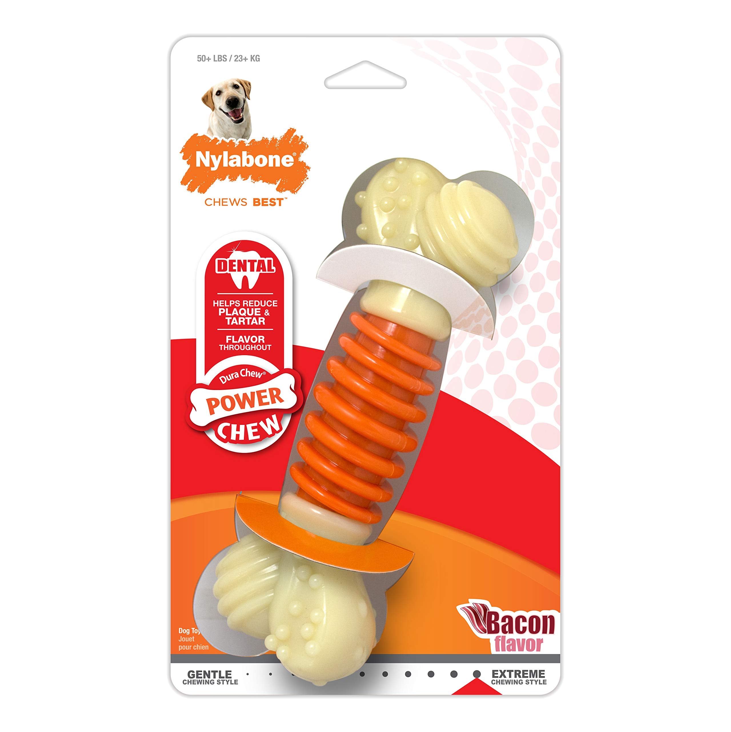 Nylabone PRO Action Dental Bone durable nylon for aggressive chewers.
