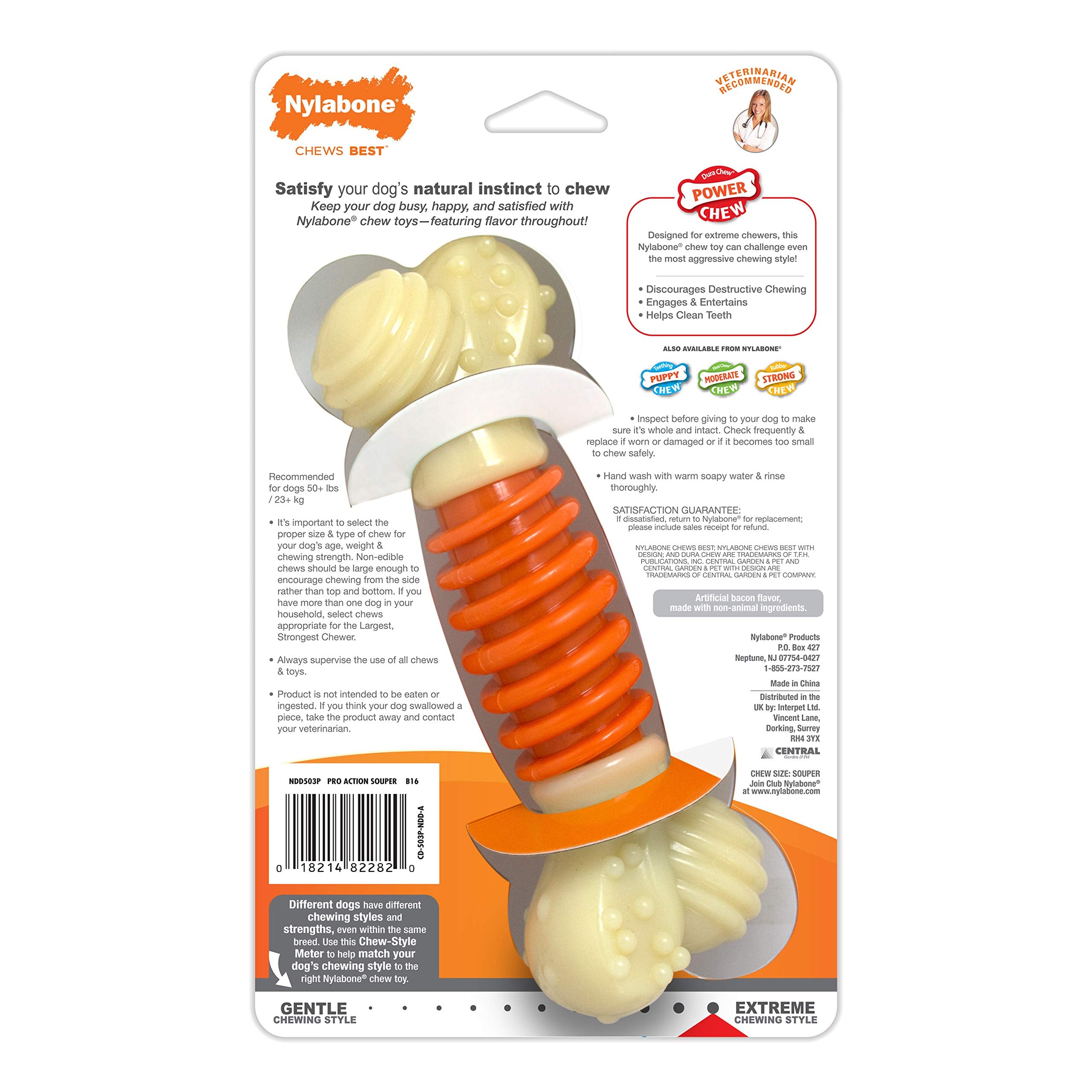 Nylabone PRO Action Dental Bone grooved center adds varied sensations.