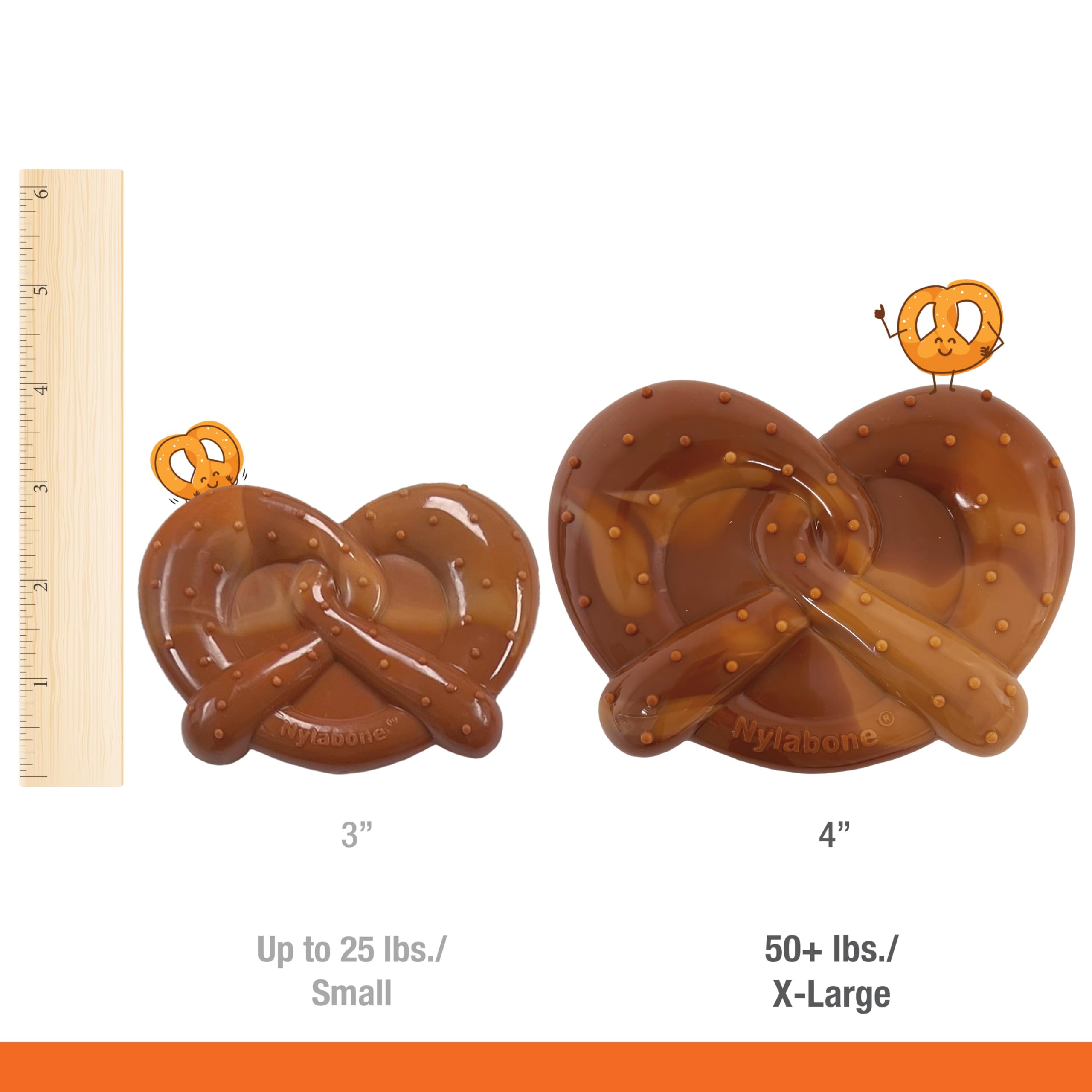 Nylabone textura dental con surcos para limpiar dientes durante la masticación.