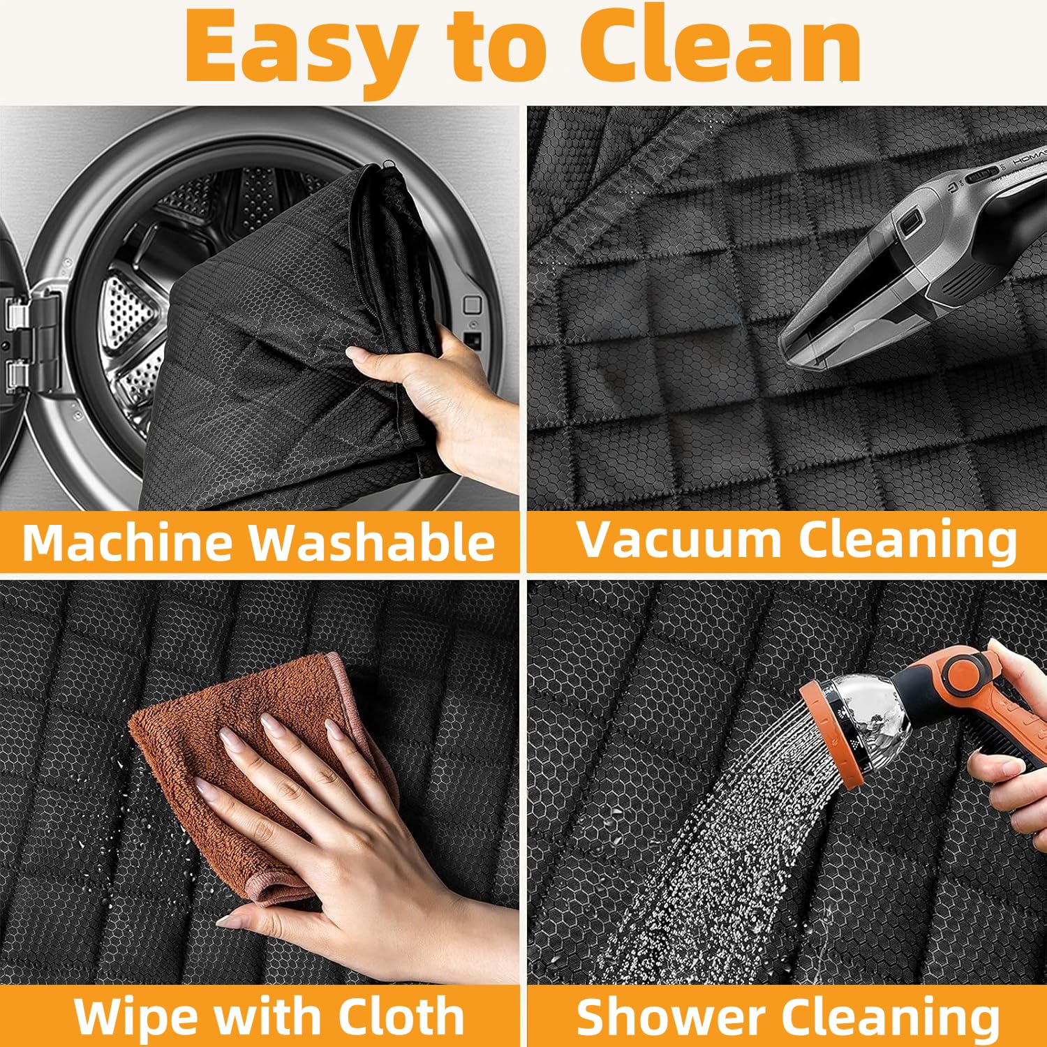 NYLSYT seat protector wipes clean or machine washes for quick upkeep.