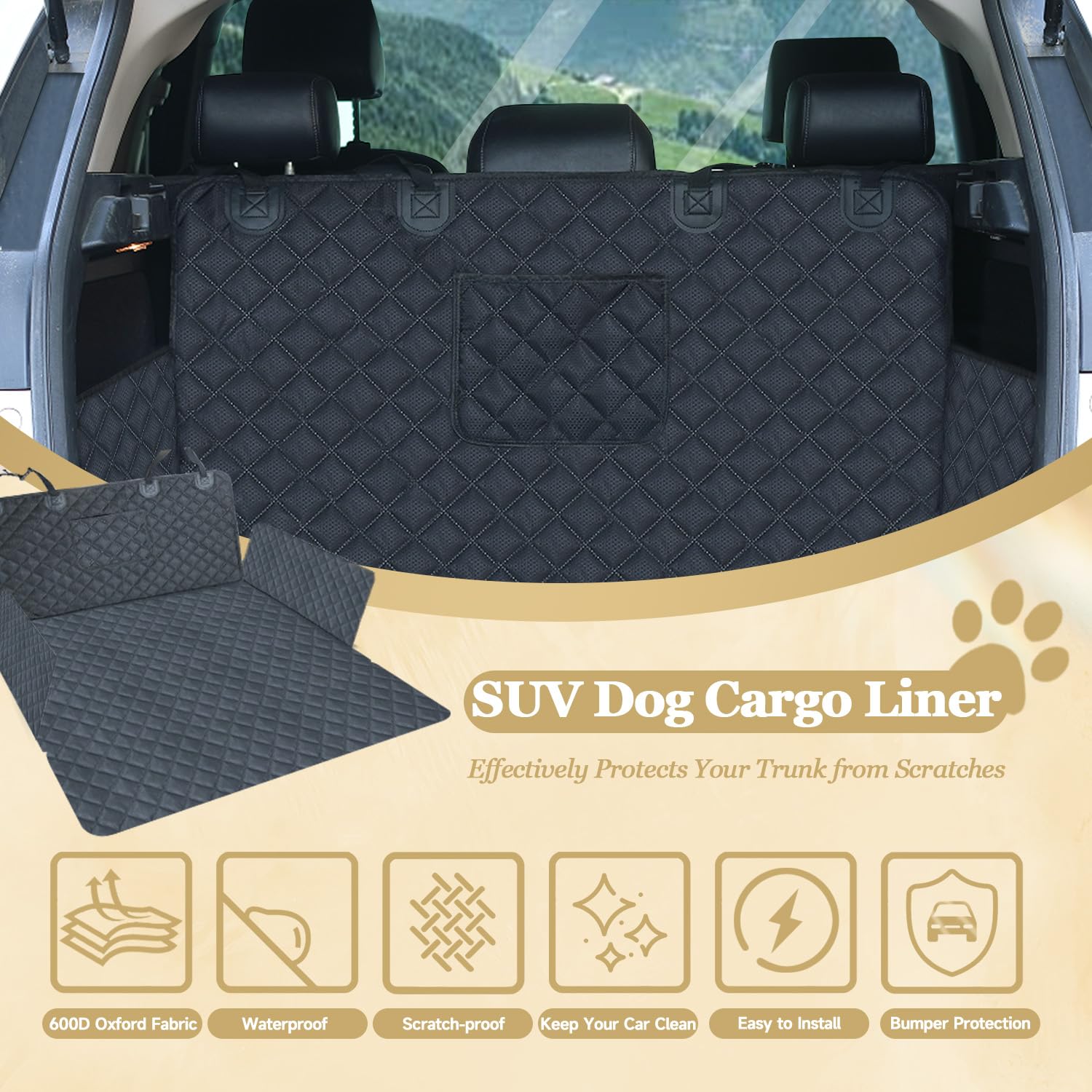 NYLSYT SUV Cargo Liner non-slip backing adds stability during drives.