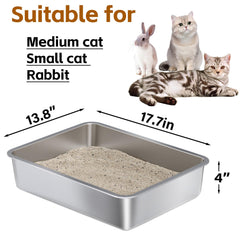 Nyutu stainless steel litter box low-entry design helps kittens enter and exit easily.