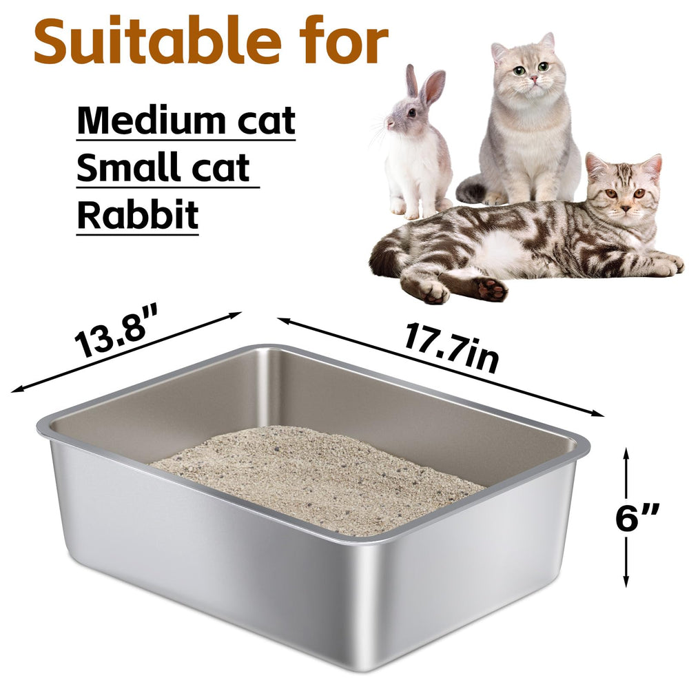 Nyutu stainless steel litter box open design invites relaxed, stress-free cat use.