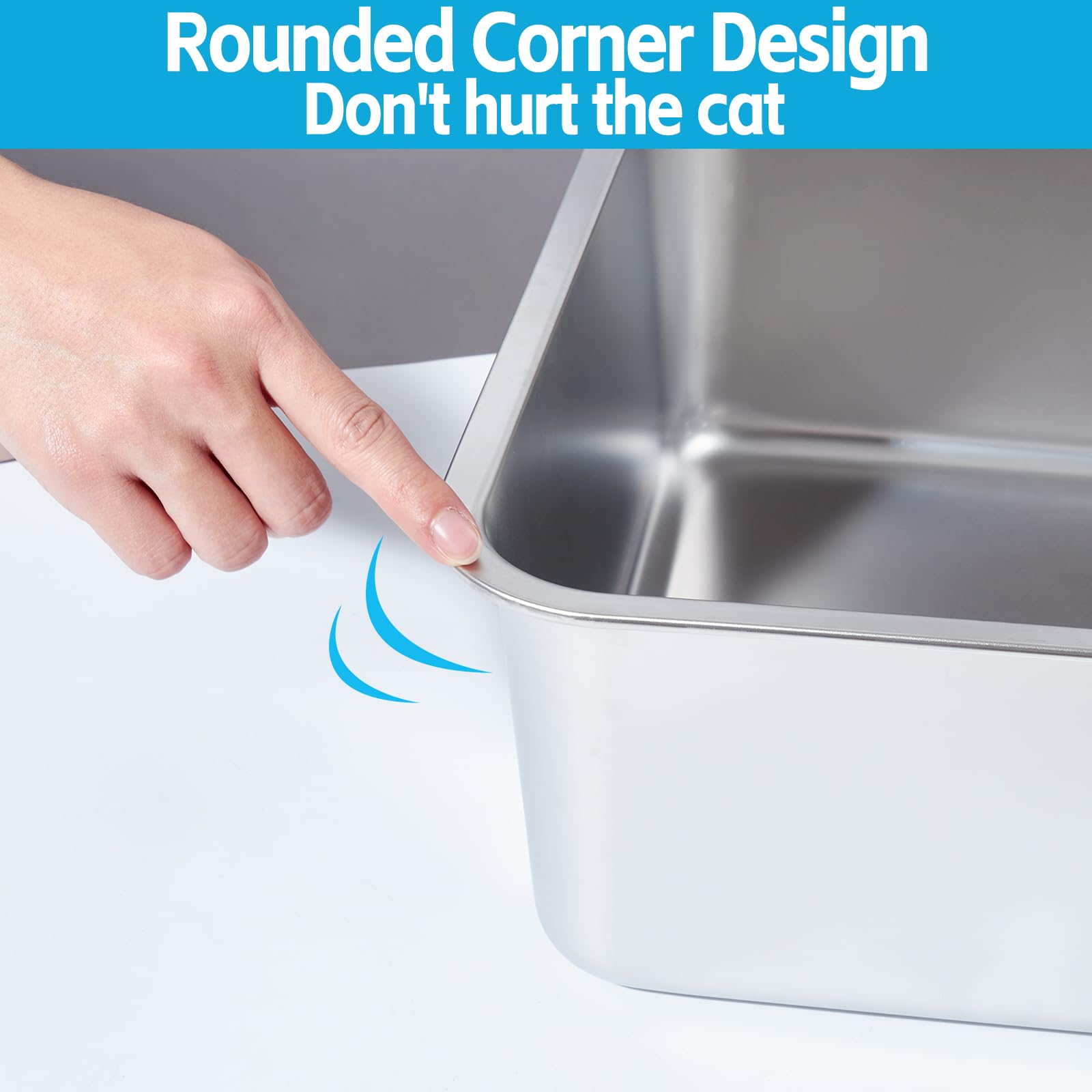 Nyutu XL smooth stainless surface promotes quick waste release and fast drying
