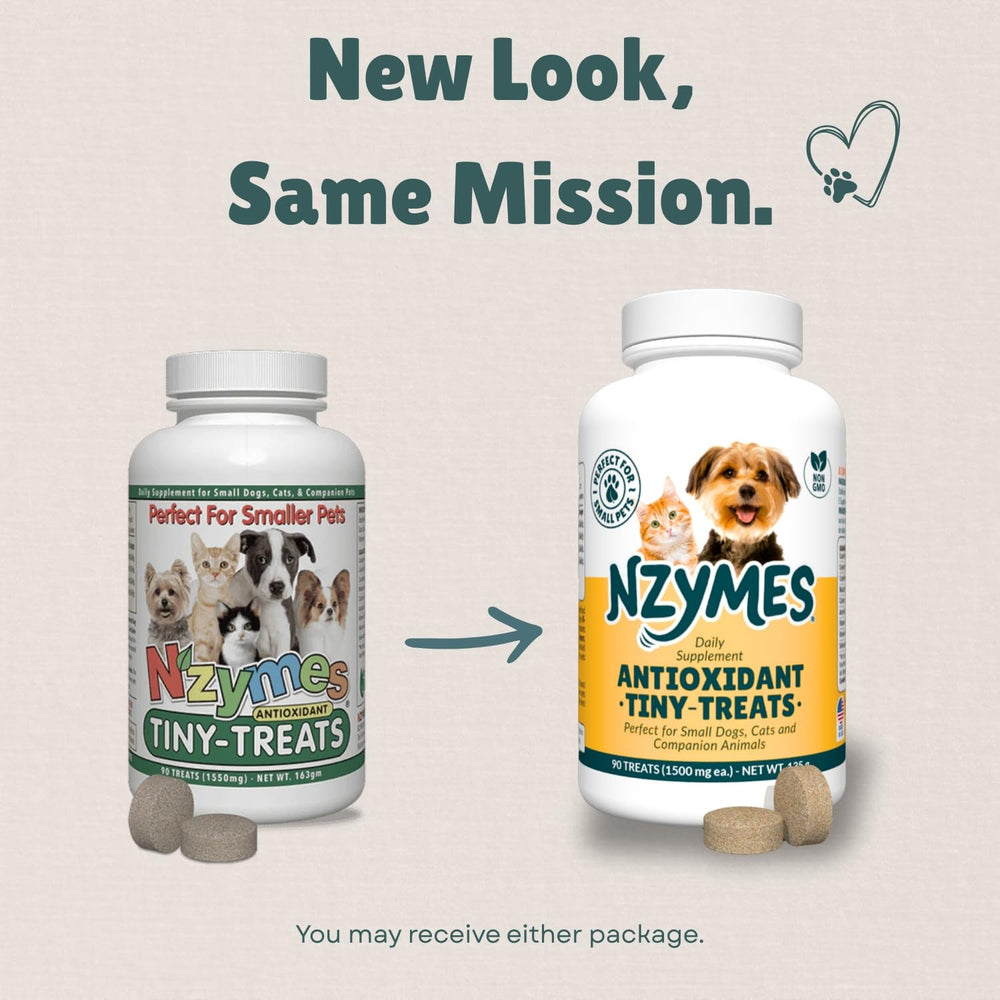 Nzymes Antioxidant Tiny Treats usa-made-badge confirms local production and safety standards.