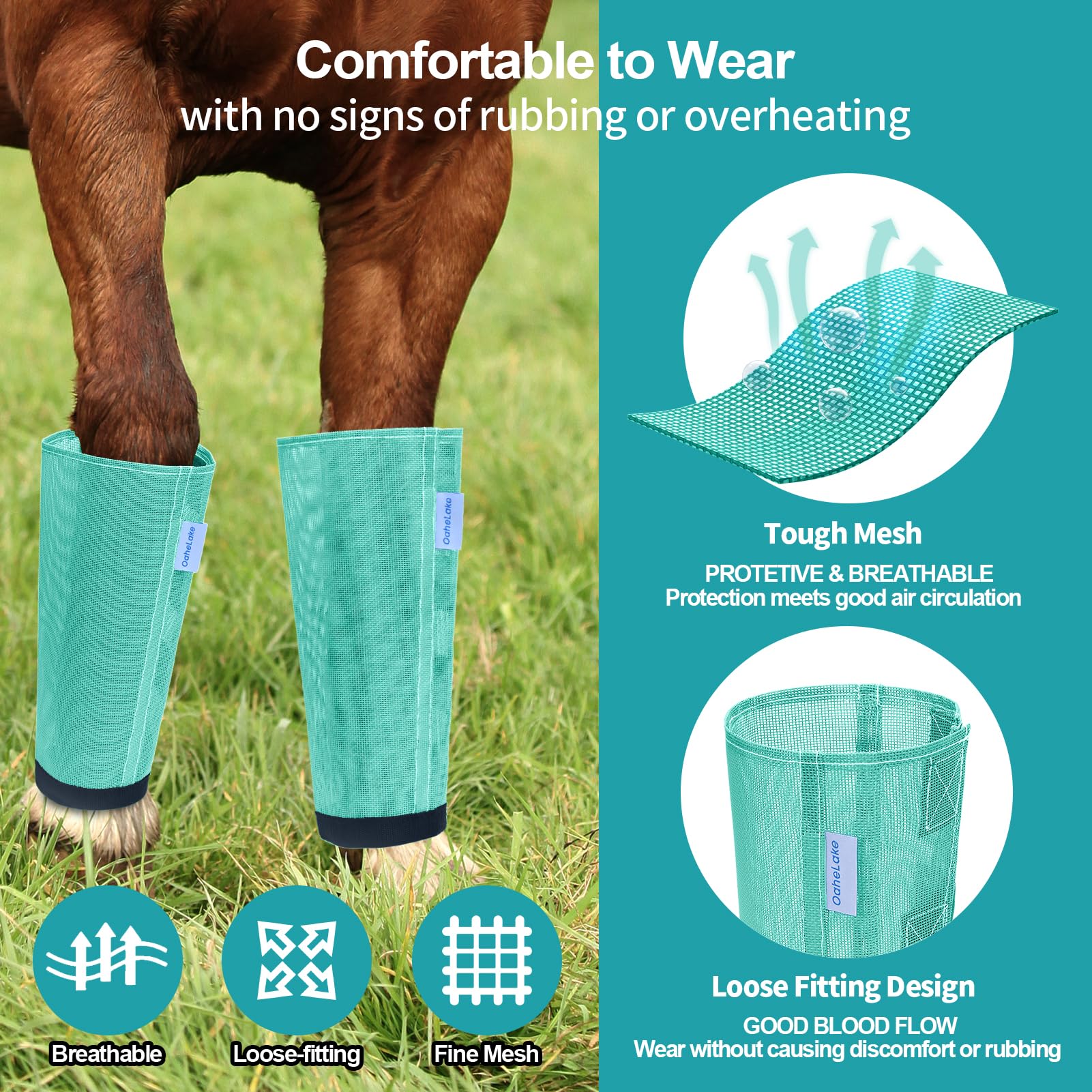 OAHELAKE fly boots close-up stays illustrate reinforced stays and durable Velcro for stability.