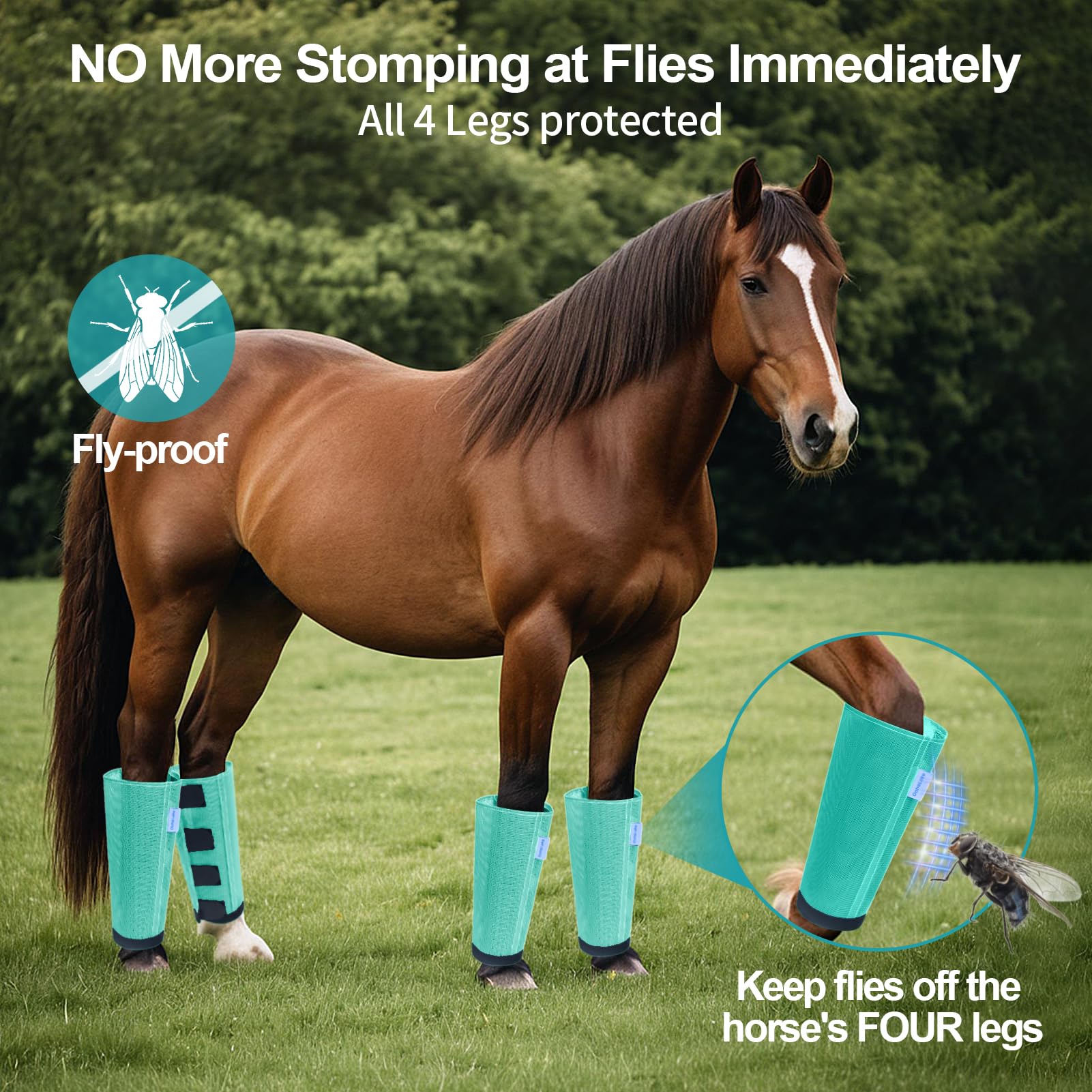 OAHELAKE mesh fly boots side view highlighting breathable, loose fit for comfortable ventilation.