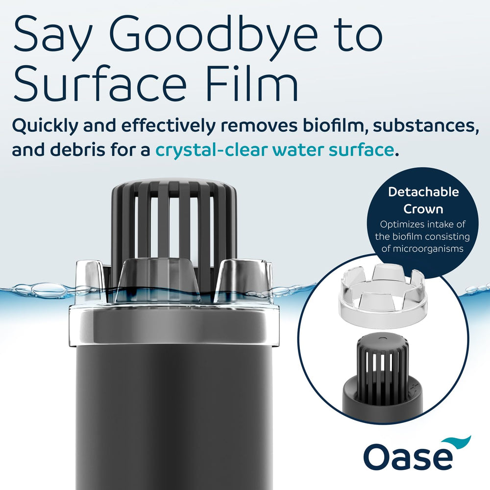 OASE CrystalSkim 350 adjustable flow highlights customizable filtration