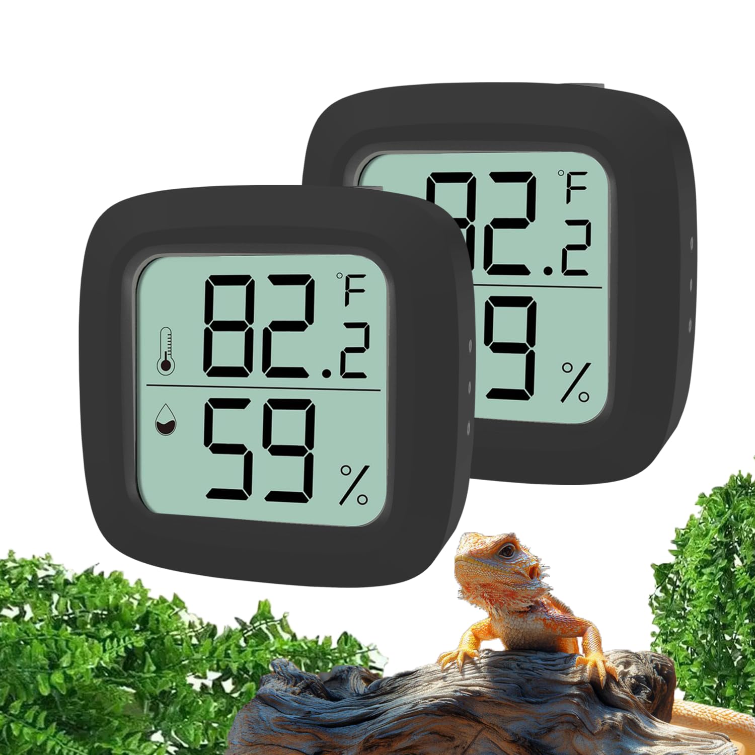 Oasirep Black 2-Pack thermometer-hygrometer front view for dual-zone monitoring.