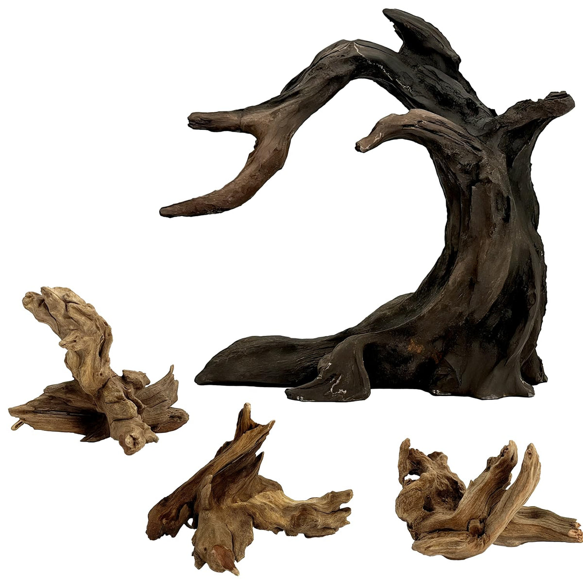 Obantrsz aquarium driftwood resin model with Anubias for natural-looking aquascapes.