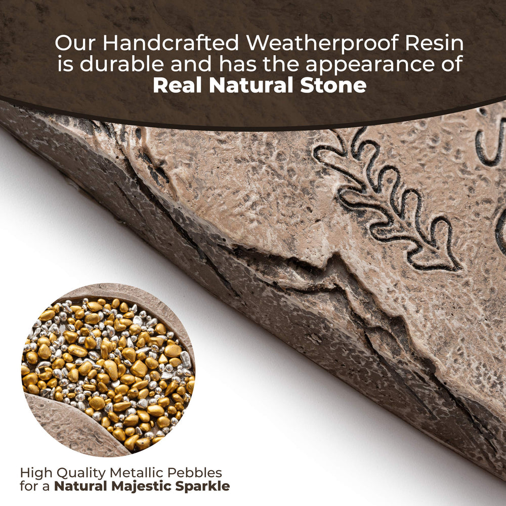 OBSI dog memorial pawprint-embellishment sparkles in sunlight for a touching display.