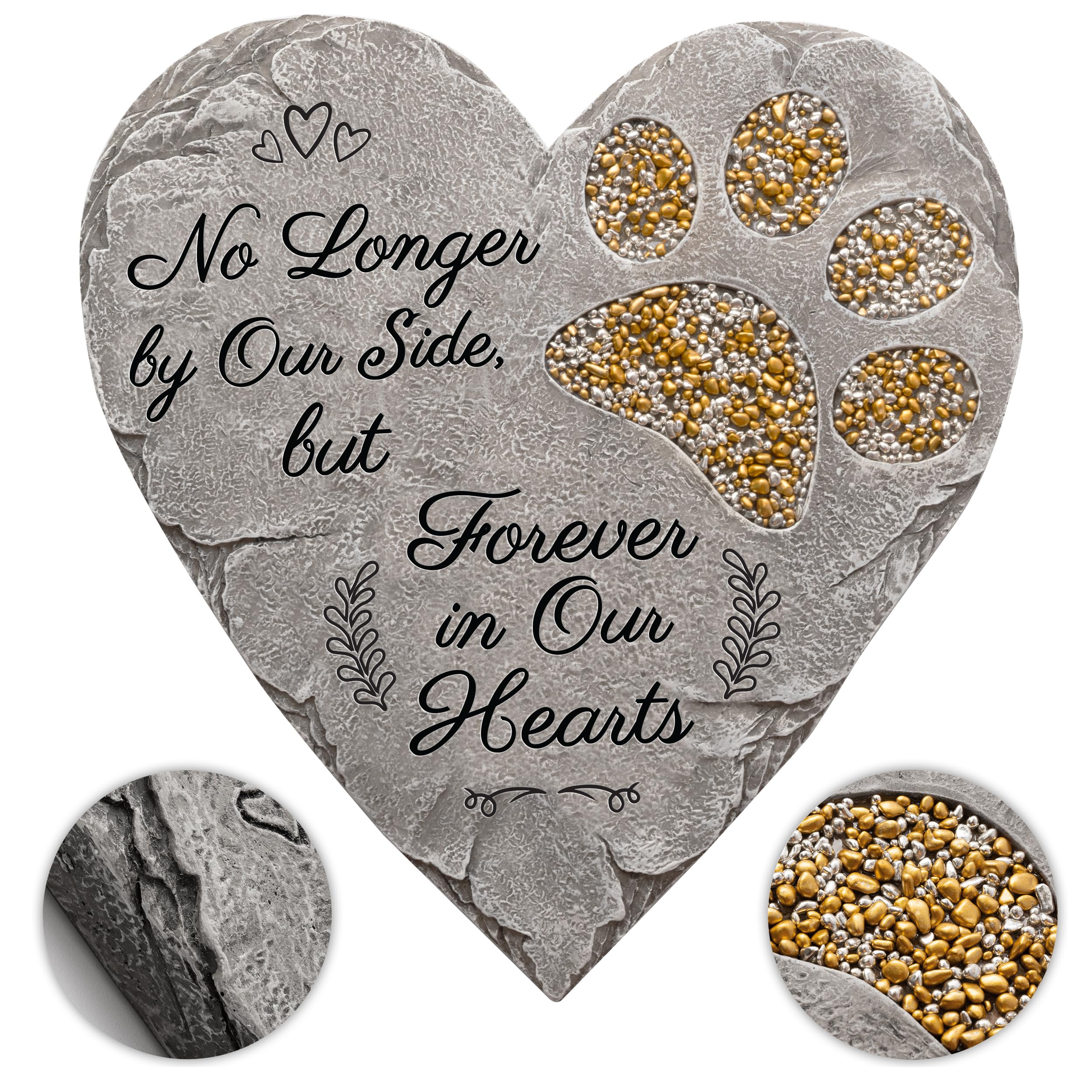 OBSI pawprint with metallic pebbles catches light for a sparkling remembrance