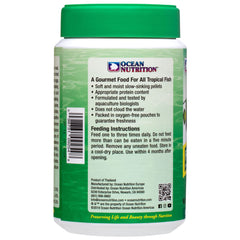 Ocean Nutrition Formula Two Pellets drifted pellets image illustrates slow-sinking feed for calm, targeted feeding.