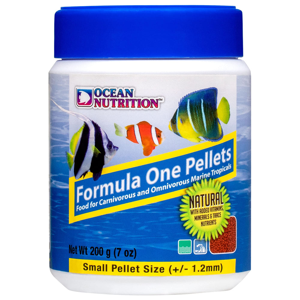 Ocean Nutrition tropical fish food soft-moist sinking pellets ready for easy feeding in a tropical tank.