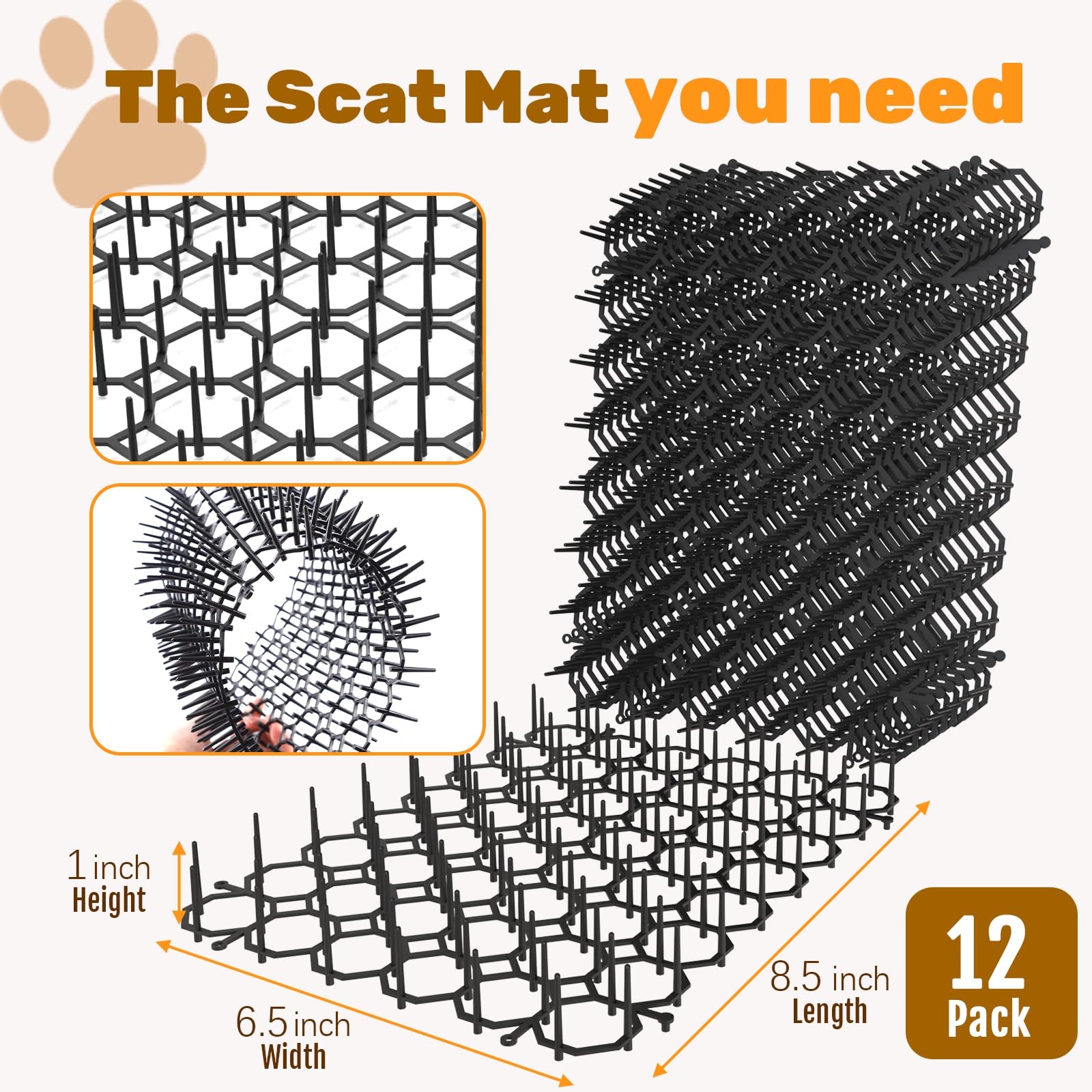 OceanPAX scat mat protects furniture with humane deterrent spikes and easy placement.