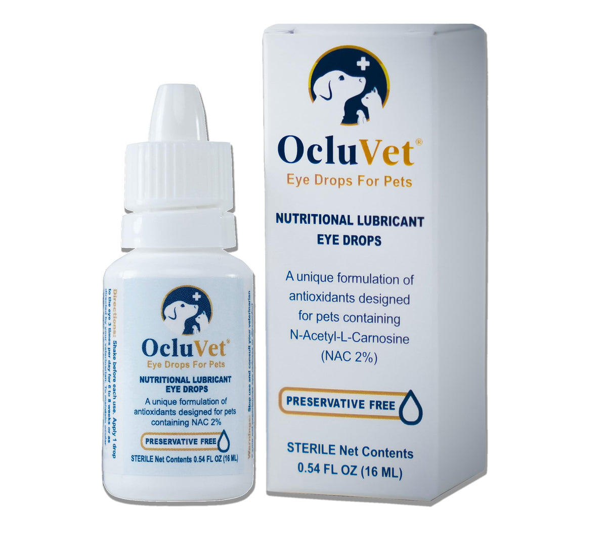 OcluVet eye drops bottle highlighting pet eye health and comfort.