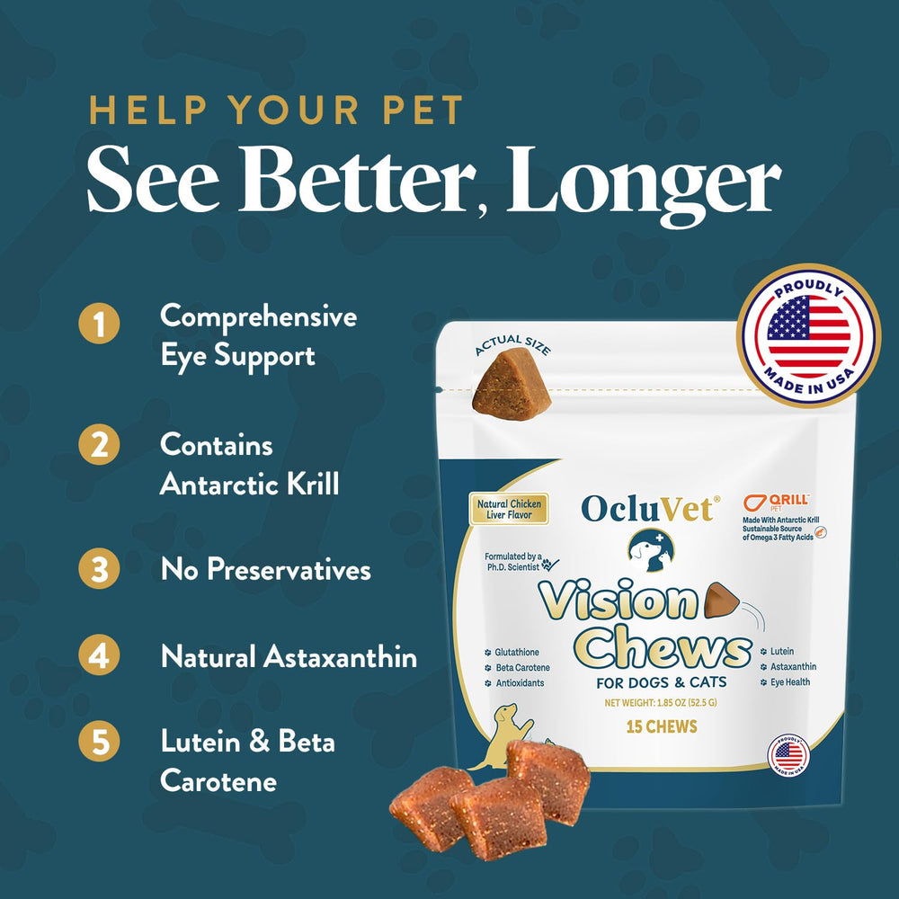 Dosis diaria de OcluVet Vision Chews para perros y gatos