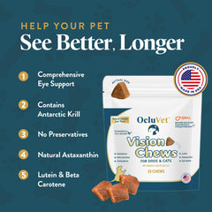 Dosis diaria de OcluVet Vision Chews para perros y gatos