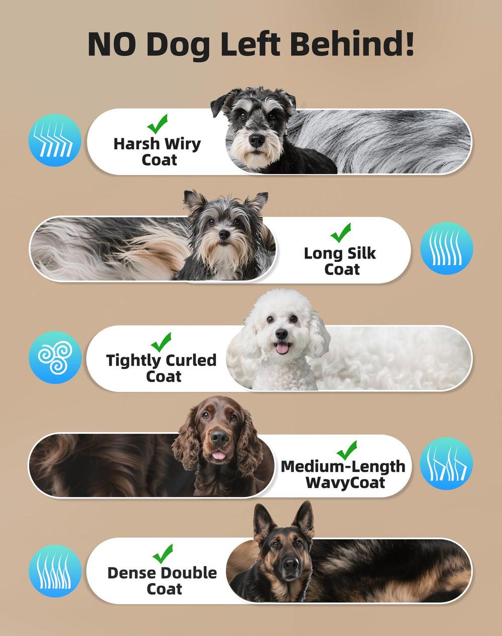 OCPEET dog grooming kit ergonomic anti-slip grip in your hand.