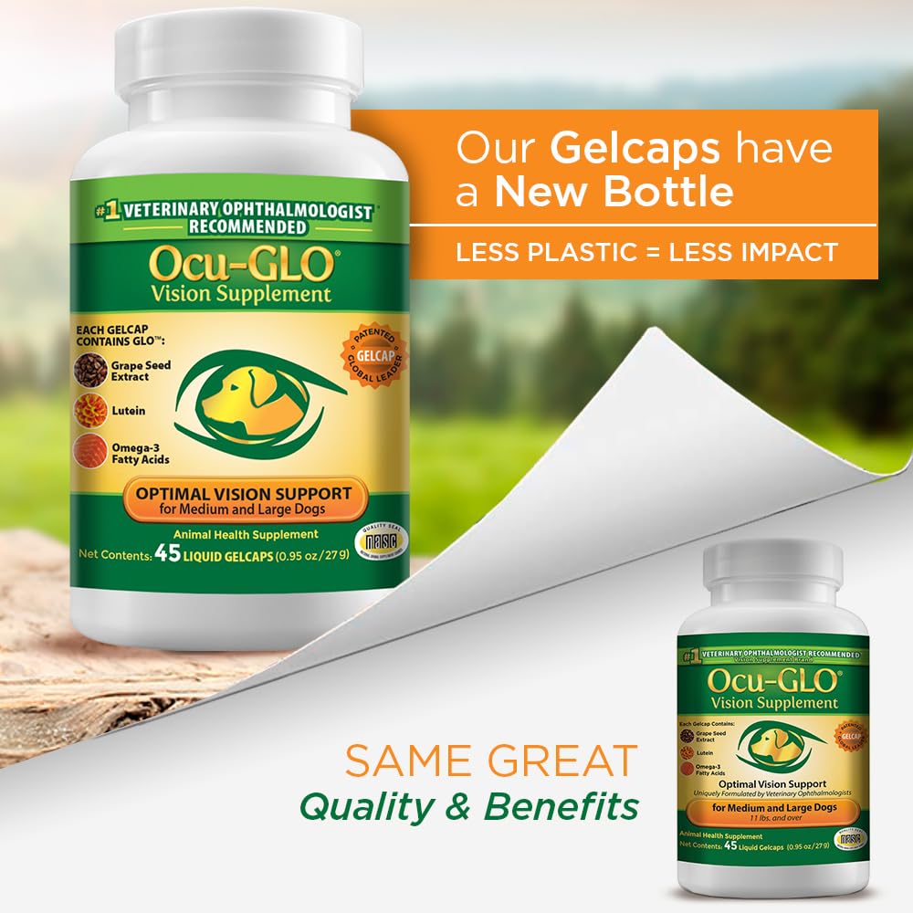 Ocu-GLO dosing scoop demonstrates easy daily administration with wet food.