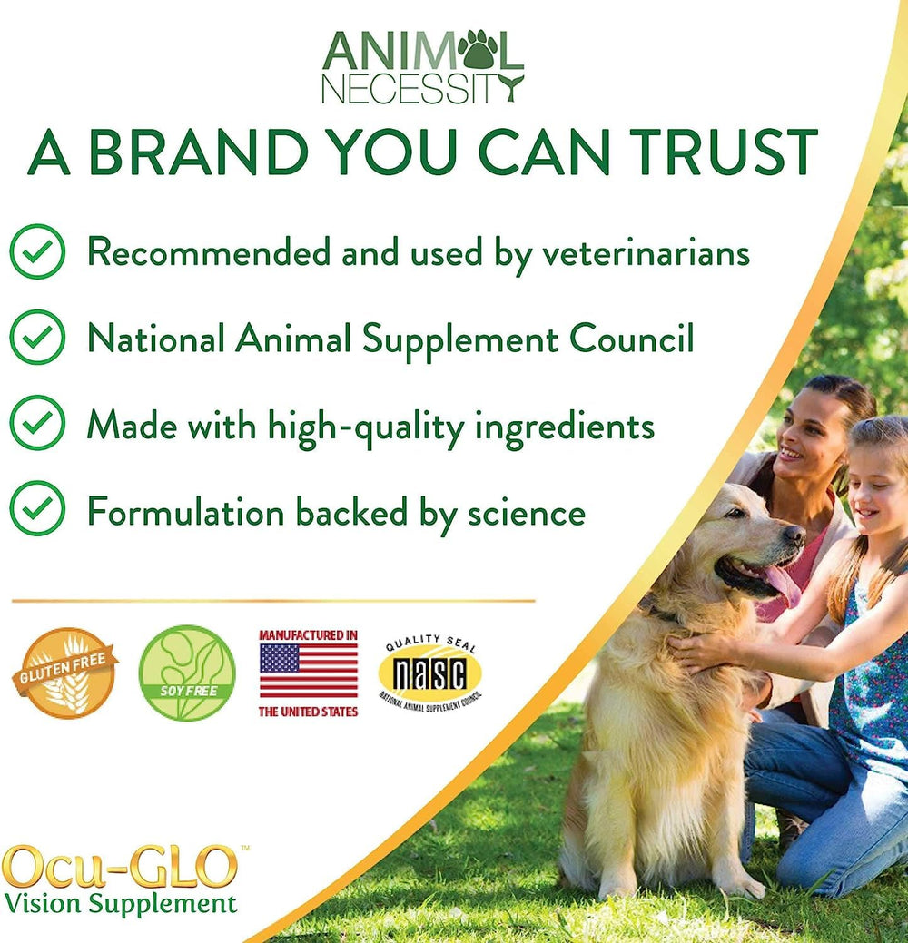 Ocu-GLO for large dogs bottle captured at mealtime for convenient daily use.