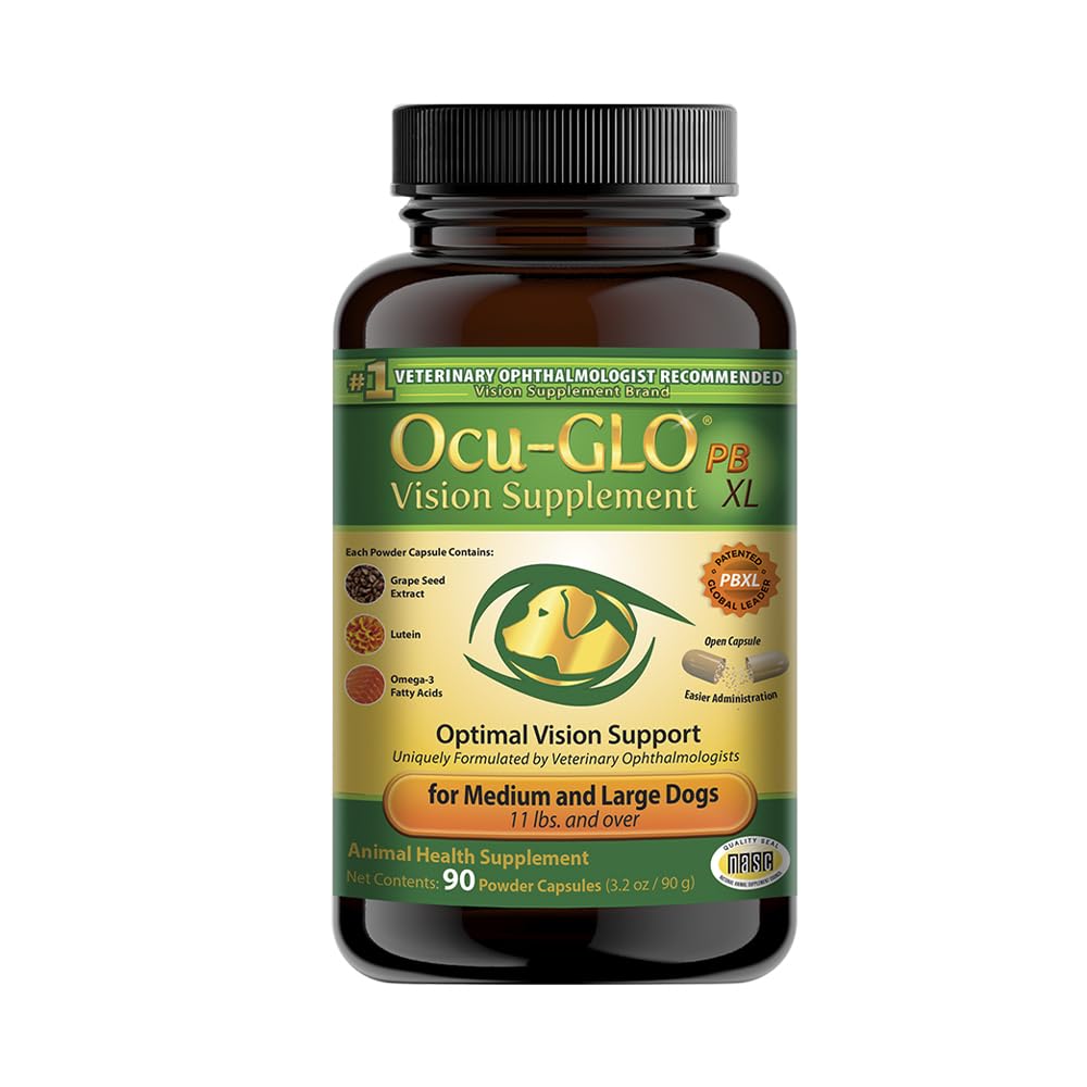 Ocu-GLO PB Vision powder for dogs ready to mix at mealtime supports eye health.