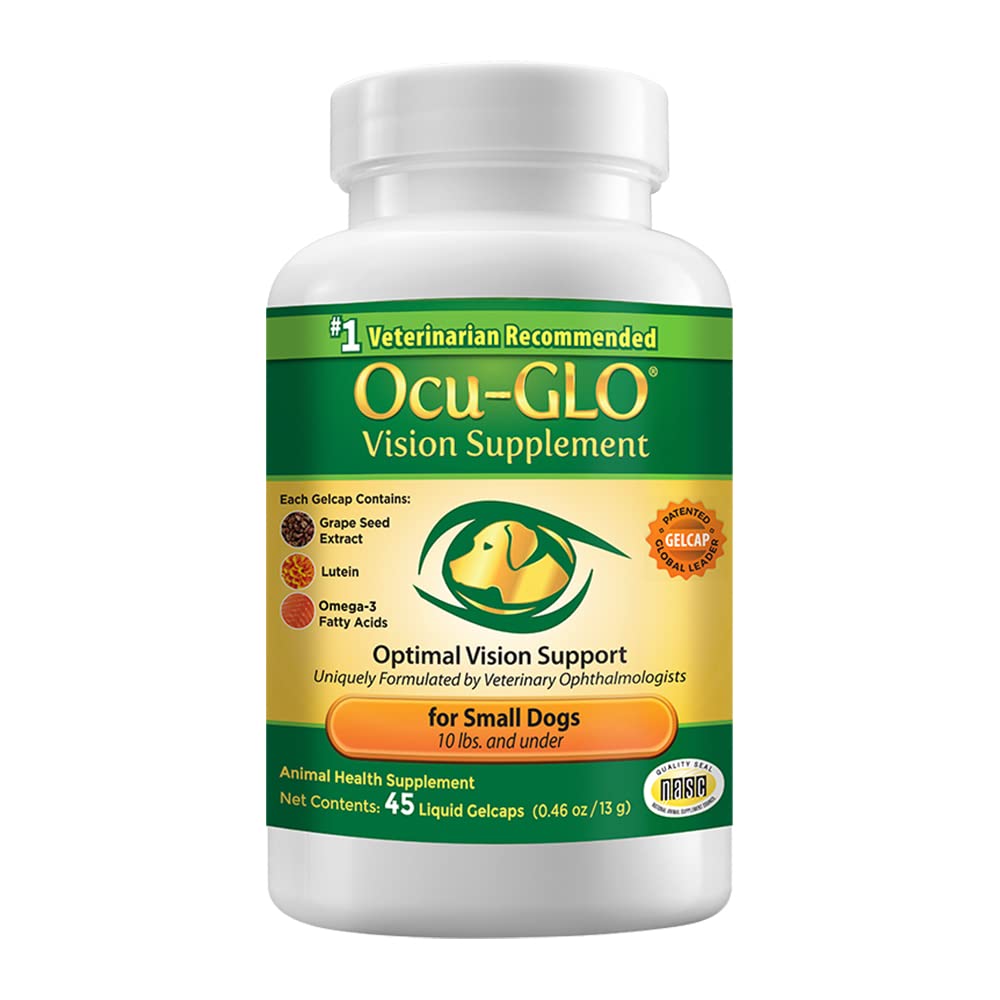 Ocu-GLO small dog vision bottle supports daily eye health