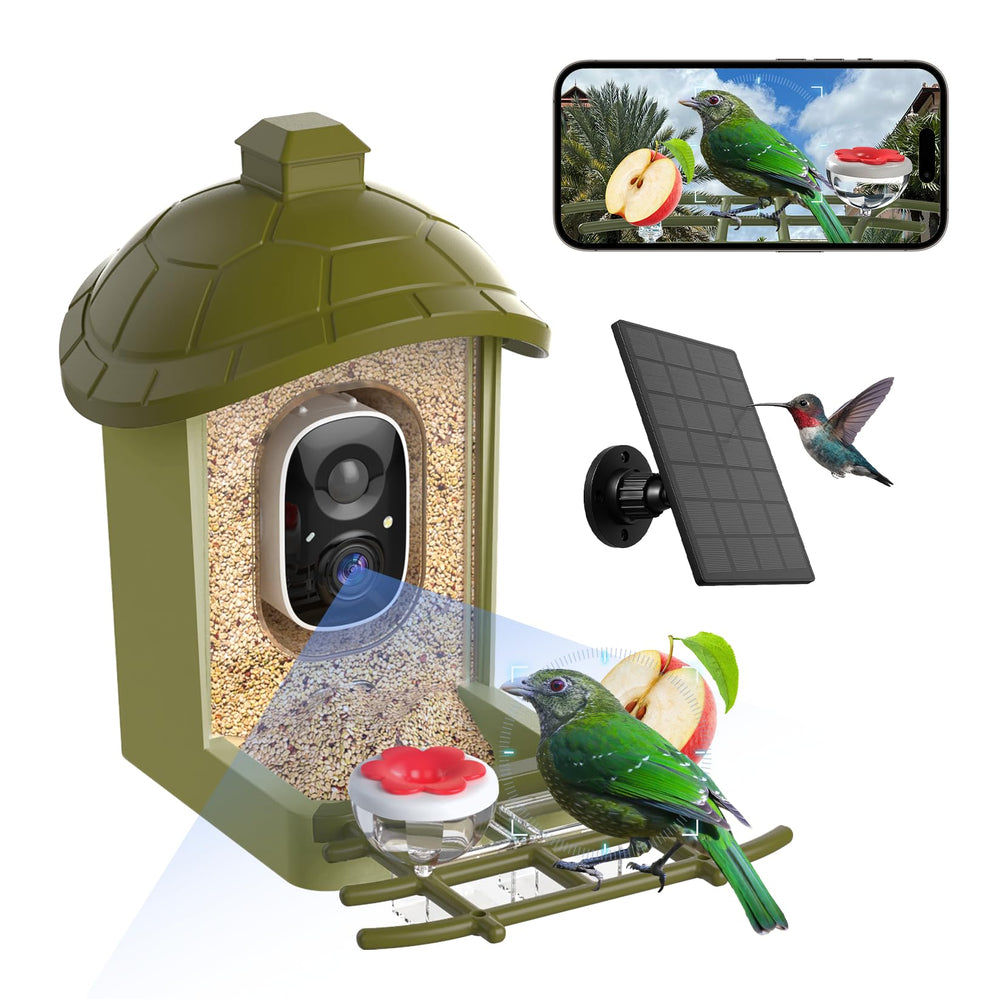 oddkont smart bird feeder camera front view shows crisp 2K video for clear bird details