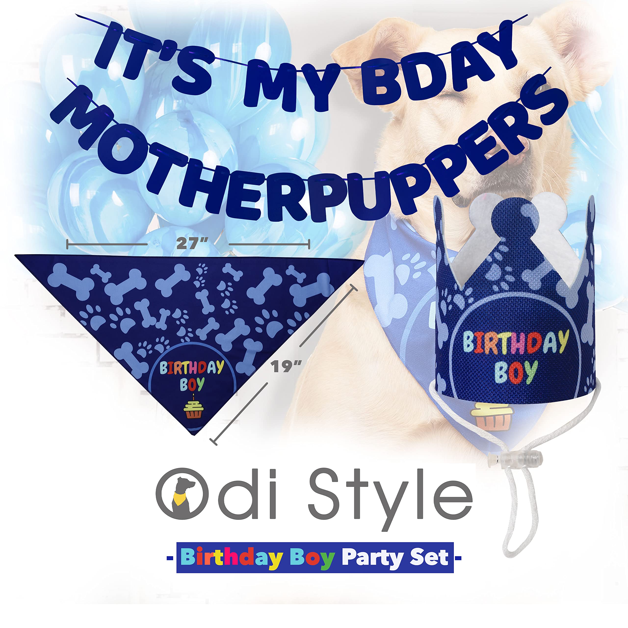 Odi Style dog party accessory packaging for easy setup.